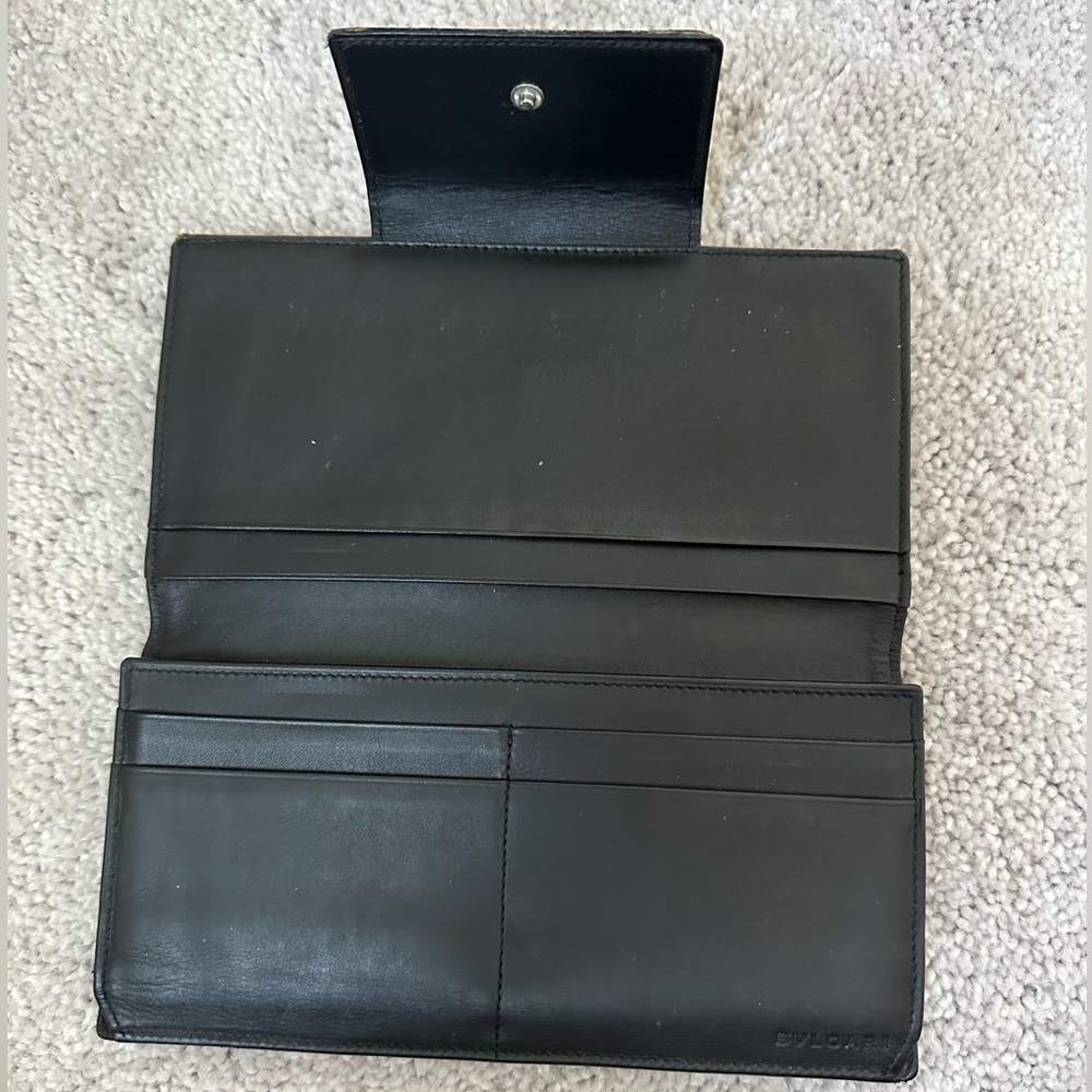 Bvlgari Bulgari logo authentic vintage long logomania in gray denim wallet - Picture 8 of 15